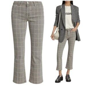 Frame Le Crop Mini Boot Windowpane Plaid Pants